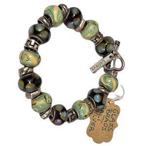 Handmade Bali Glass Bead Bracelet with Sterling Silver Accents Believe Tag Jewel